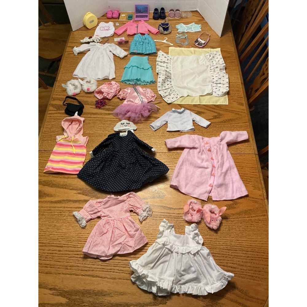 Huge 18in Doll Clothes & Accessories Lot Fits American Girl Dresses Shoes Laptop